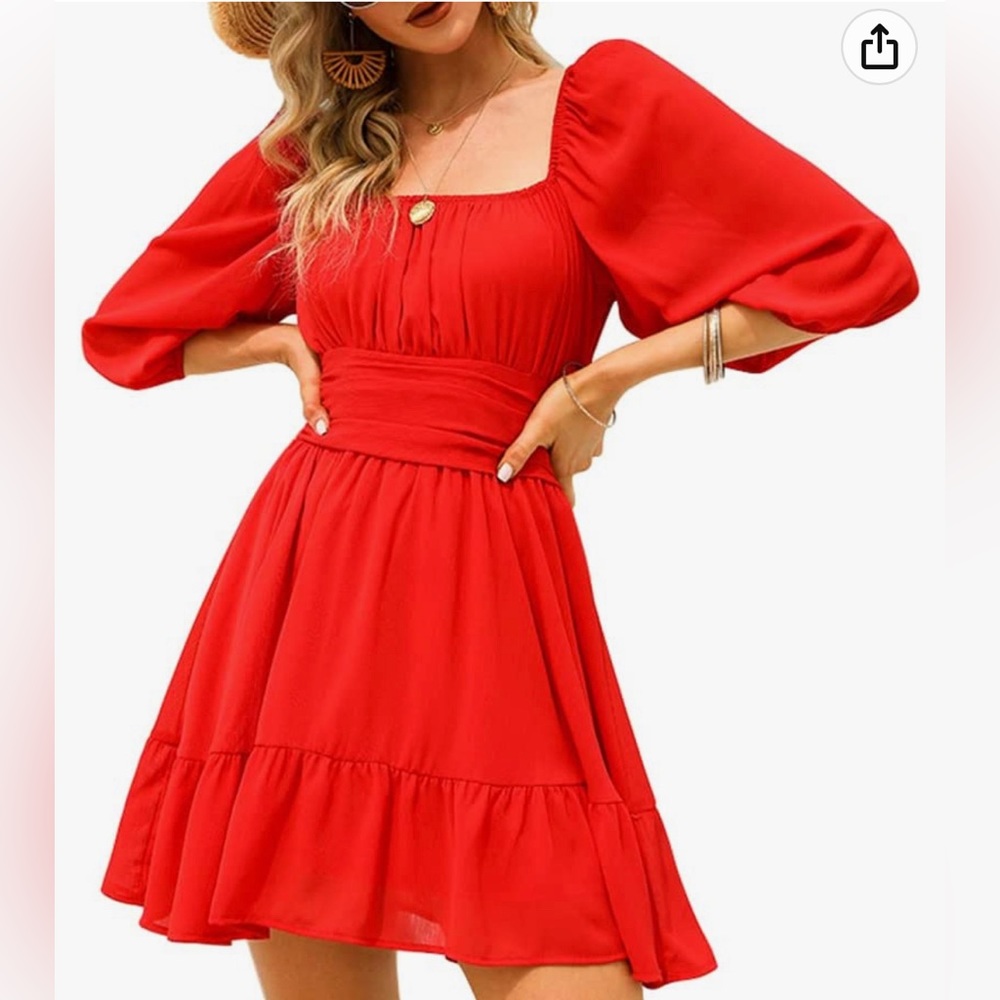 Red Chiffon Mini Dress